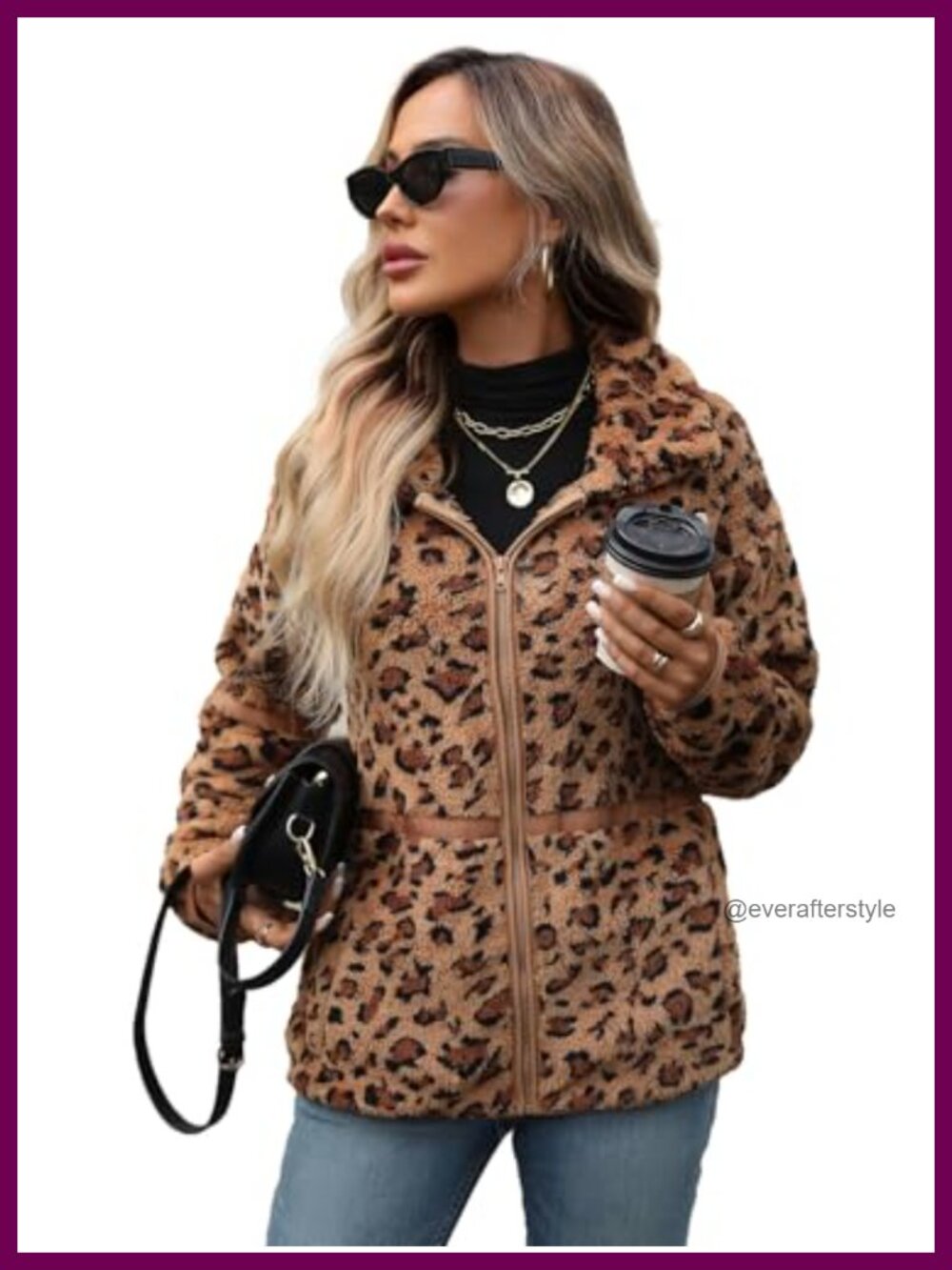 Women's Sherpa Fleece Jacket Full Zip Warm Winter Coat S-5XL